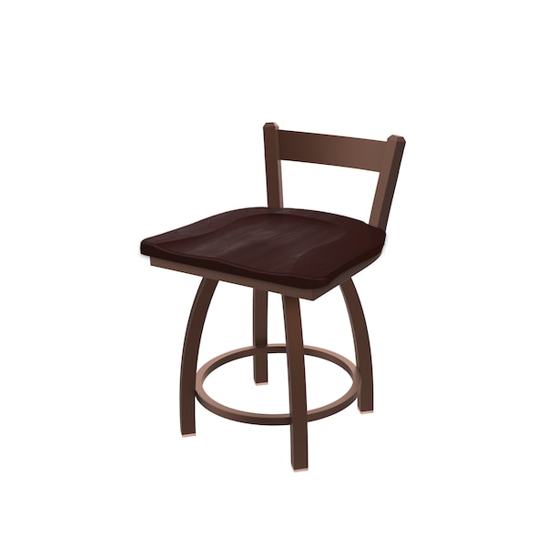 18" Low Back Swivel Vanity Stool, Bronze Finish, Dark Cherry Maple Seat